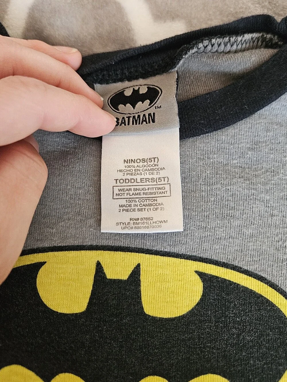 Batman Kids Graphic Tee in Gray, Black & Yellow
